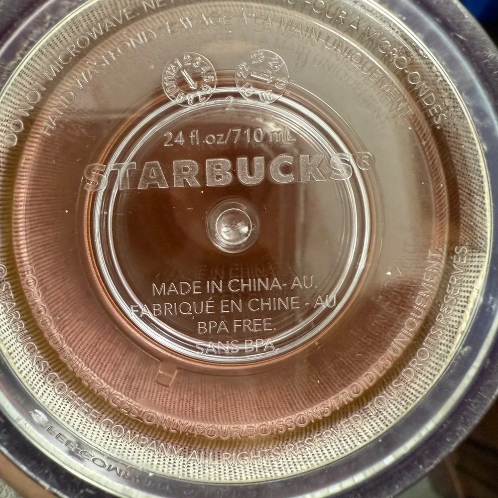 Starbucks 2019 Holiday Rose Gold Glitter Cascading Cold Cup 24oz